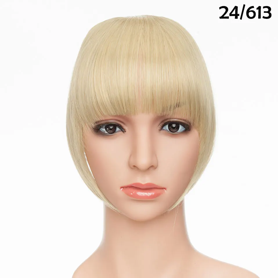 ash mix bleach blond SNOILITE 2 зажима в челке наращивание волос Синтетический Черный Коричневый Красный Бахрома Волос Натуральный челка шиньон для женщин - Цвет: ash mix bleach blond