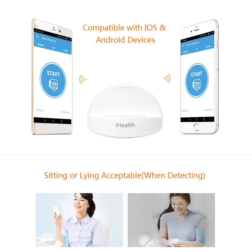 IHealth тонометр верхний монитор артериального давления на руку электронный сфигмоманометр с манжетой IOS/Android для Xiaomi