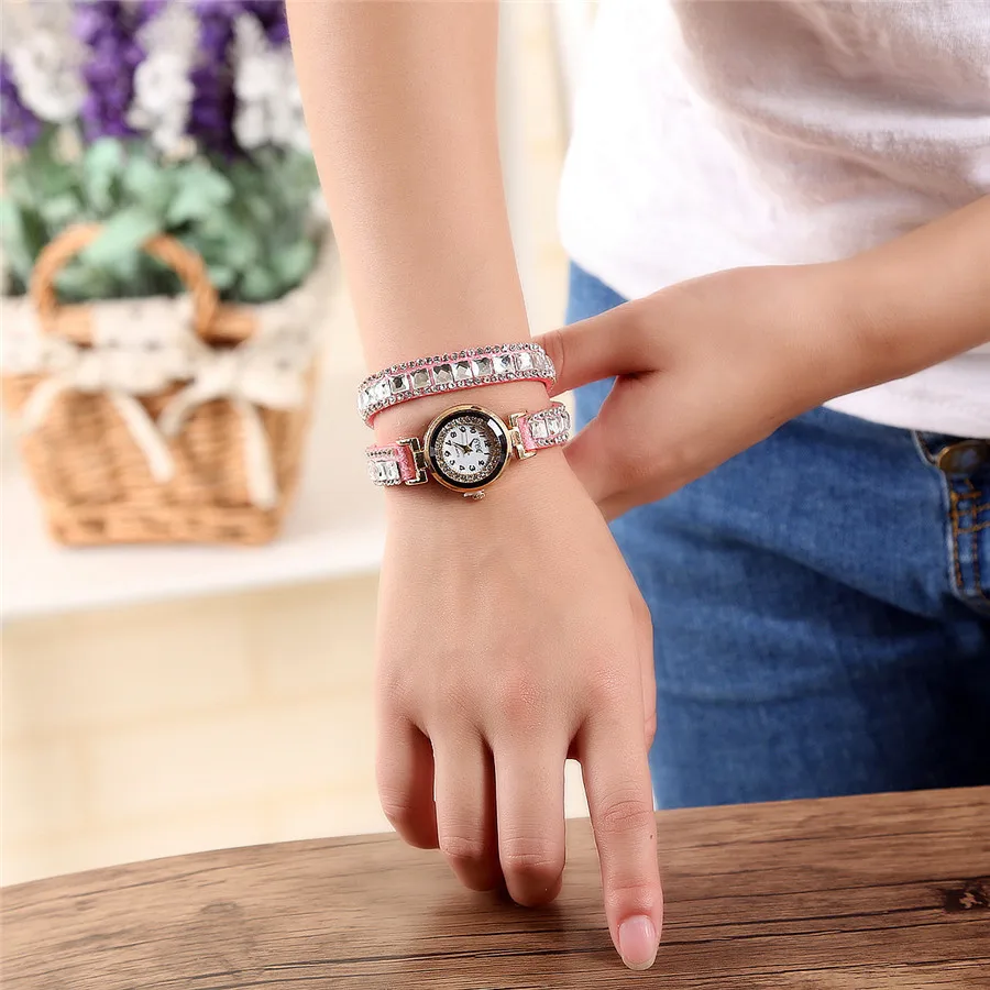 Женские часы браслет CCQ кварцевые с полностью кристаллами повседневные наручные