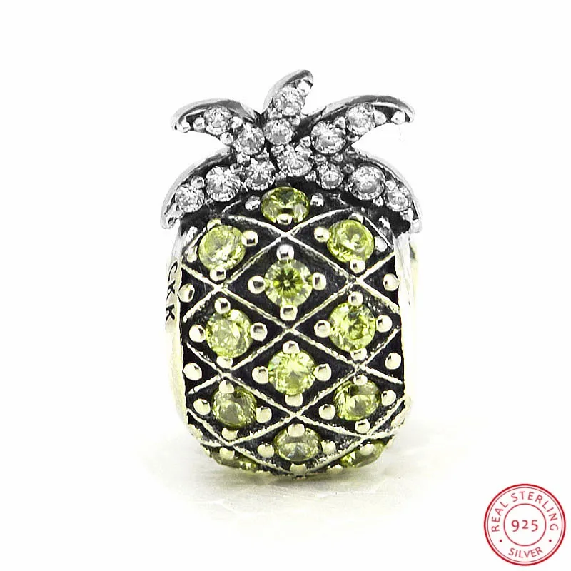 CKK сверкающие бусины разделители из ананаса с желтым CZ DIY Fit PANDORA Charms Серебро 925