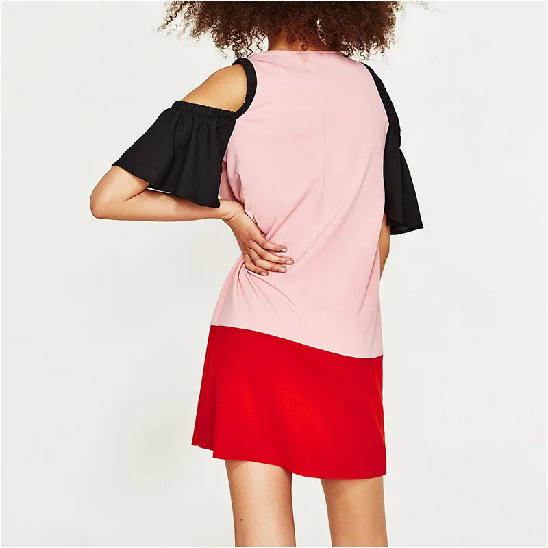 NYMPH сексуальное платье с открытыми плечами и коротким Расклешенным рукавом 2017