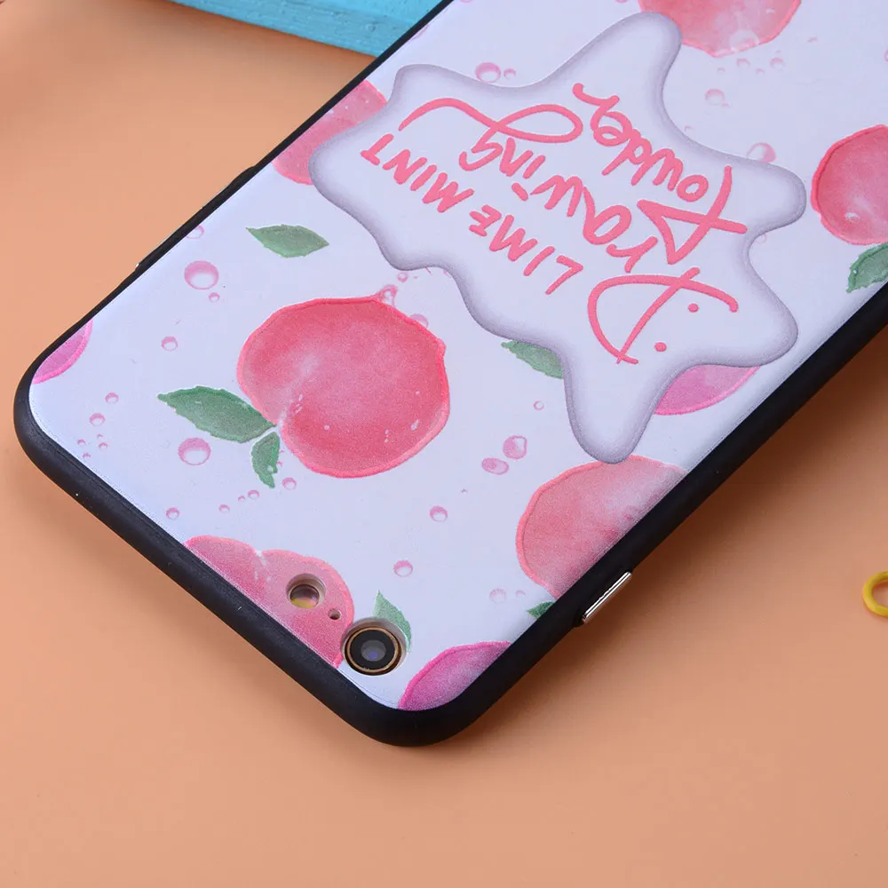 Дергаться розовый мультфильм свежие фрукты сочный персик чехол для Apple iPhone 6/6 S