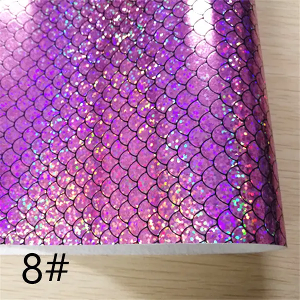 8 1шт/7,6*12 дюймов синтетическая рыбья чешуя кожаная ткань для DIY аксессуаров - Цвет: 8