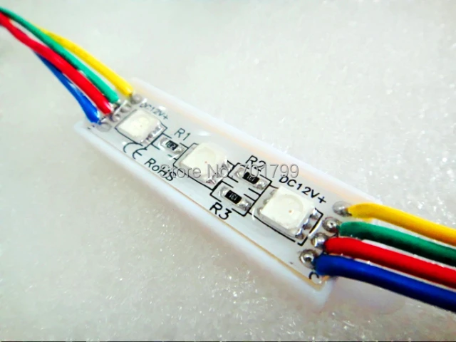 IP68 LED 5050 SMD RGB модуль вход DC12V 0 72 Вт Размер: 45 мм * 12 20 шт. в нитке 10 см расстояние между