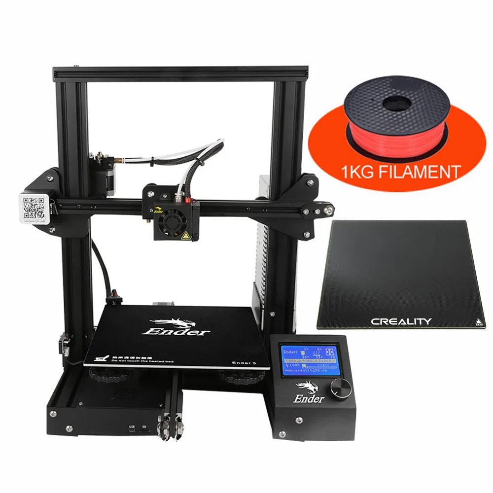 ENDER 3 glass 1KG Creality 3D Ender-3 3d Принтер Высокоточный набор для самостоятельной сборки с функцией повторной печати добавить 1 кг нити дополнительно - Цвет: ENDER 3 glass 1KG
