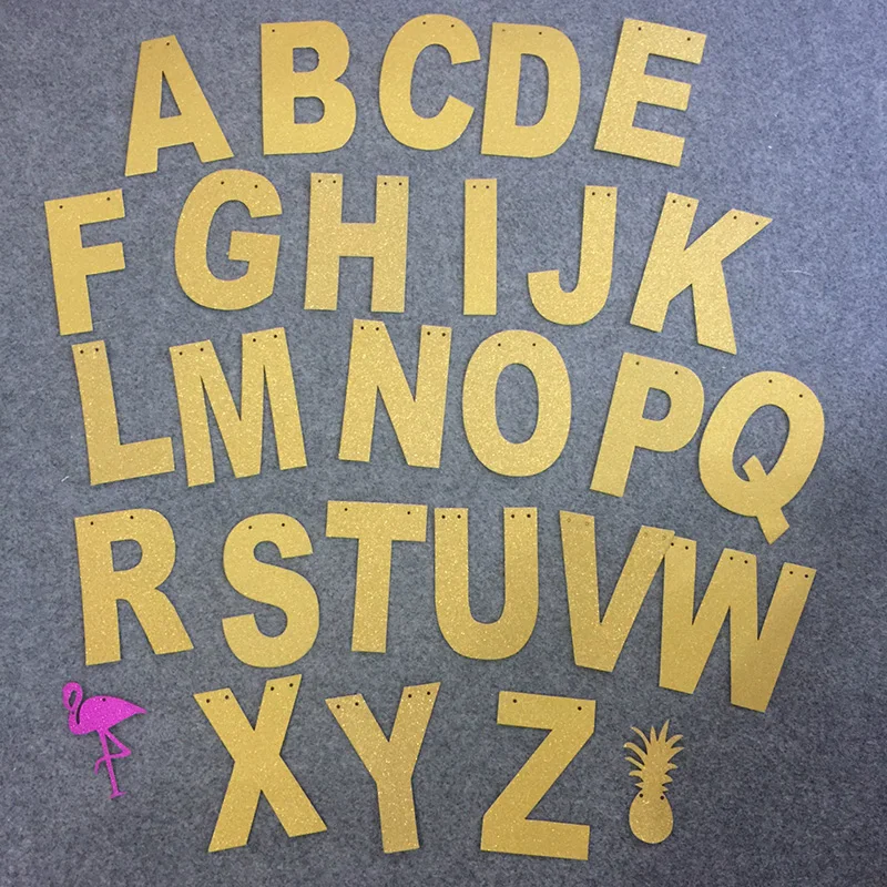 1 шт. блестящие золотые бумажные подвесные гирлянды с буквами английского