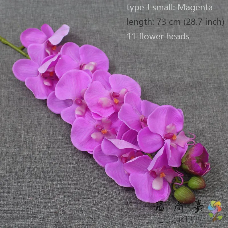 type J small Magenta Искусственный латексный цветок орхидеи бабочки орхидеи для дома, дома, свадьбы, фестиваля, 1 стебель, F472 - Цвет: type J small Magenta