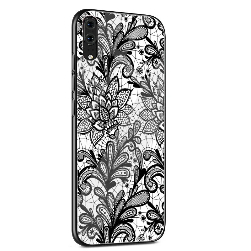 Encaje Floral Mandala Glass Case For Huawei P30 P10 P20 Pro P Smart Mate 10 20 Lite Y6 Y9 Honor 7A 8X 9 Cover | Мобильные телефоны