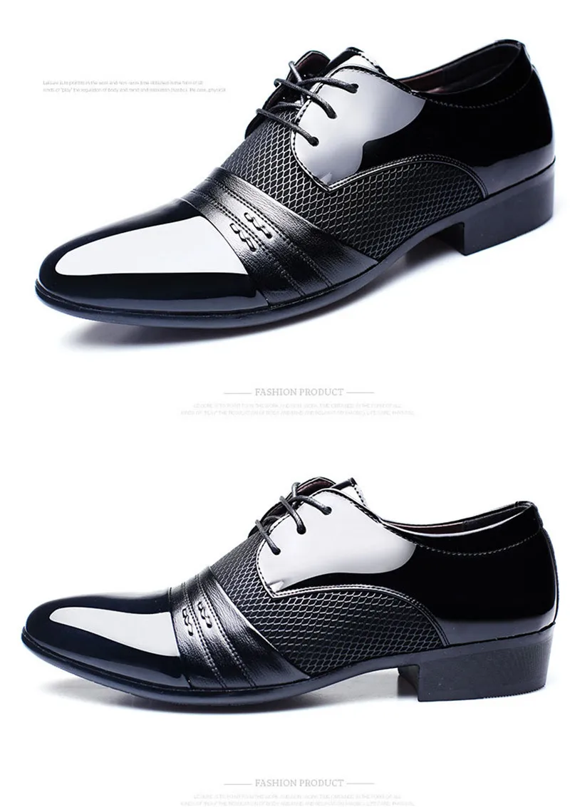 Merkmak Men Leather Shoes Oxford PU Leather Men's Dress Shoes Business Flat Shoes Breathable Men's Banquet Wedding Shoes 48
