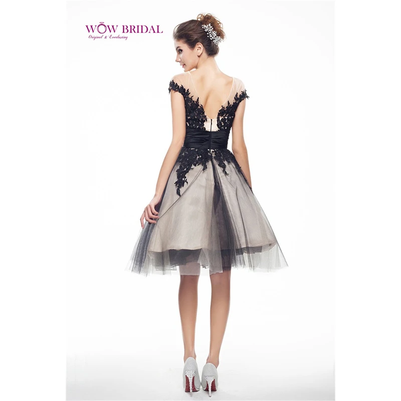 Wowbridal Black A Line V Neck Appliques Homecoming Dress Short Party | Свадьбы и торжества