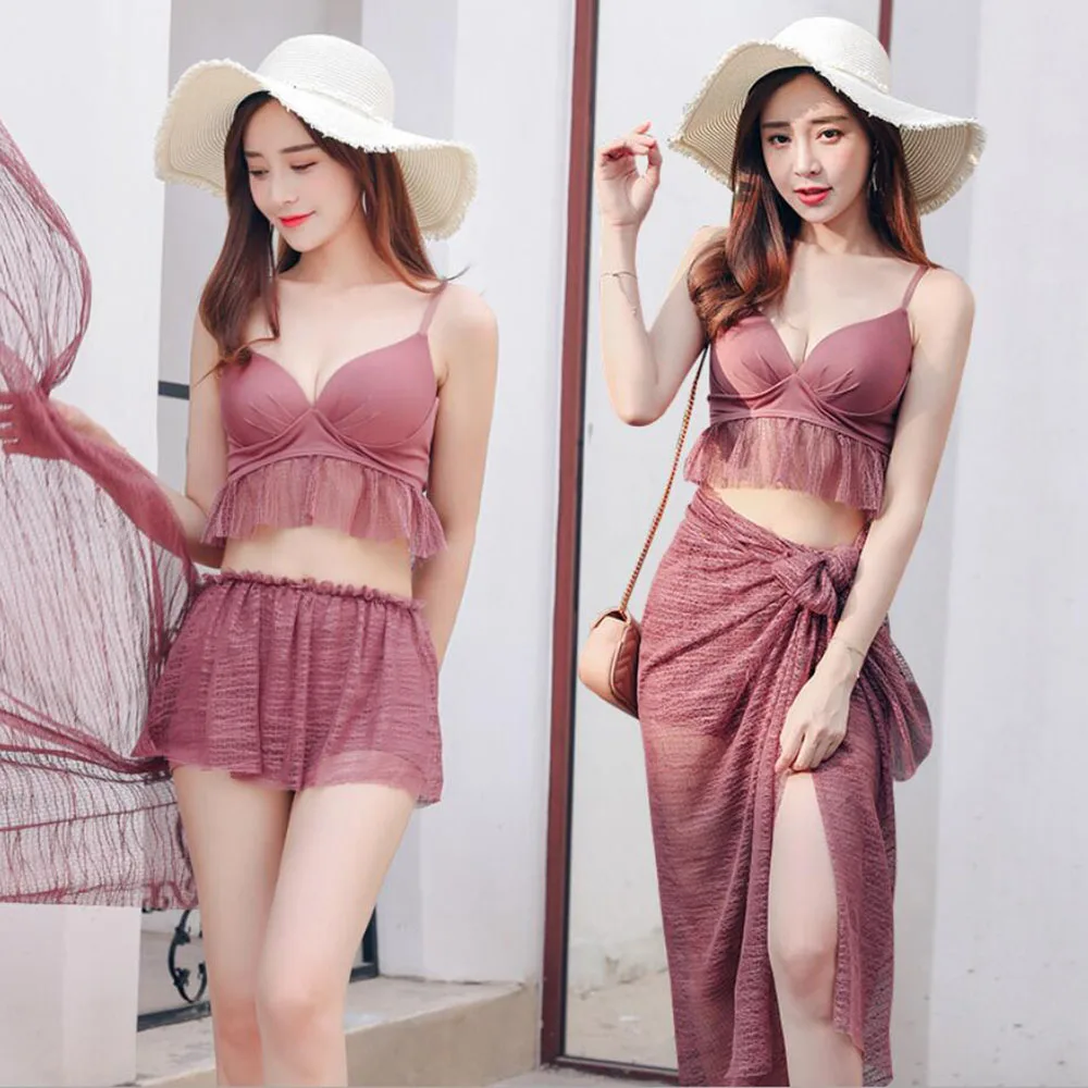 Женский купальник ARXIPA раздельное бикини из трех предметов на косточках для