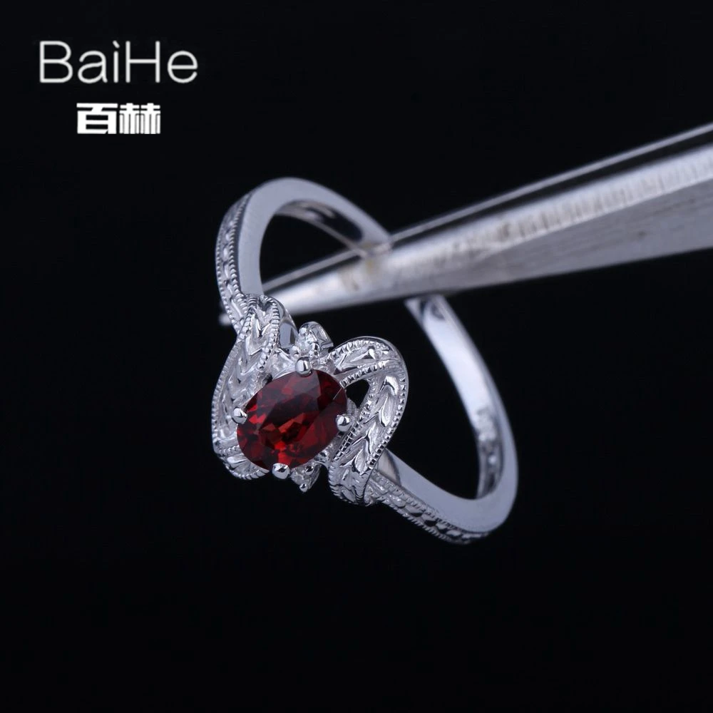 BAIHE Solid 14K белое золото 0.6CT Сертифицированный красный/безупречный 100% натуральный