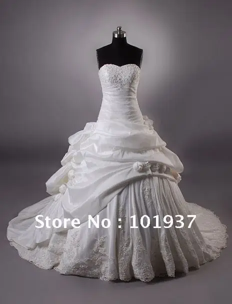 Promotion - Free Shipping Sweetheart Appliqued Beading A-line Real Sample Wedding Dress mg000 | Свадьбы и торжества