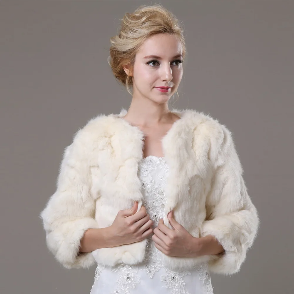 Новинка 2016 зимние шерстяные шали свадебные платья теплое белое меховое пальто с