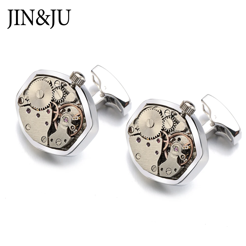 JIN& JU горячие часы движение запонки нефункциональные Стимпанк Шестерни часы механизм запонки для мужчин Relojes Gemelos