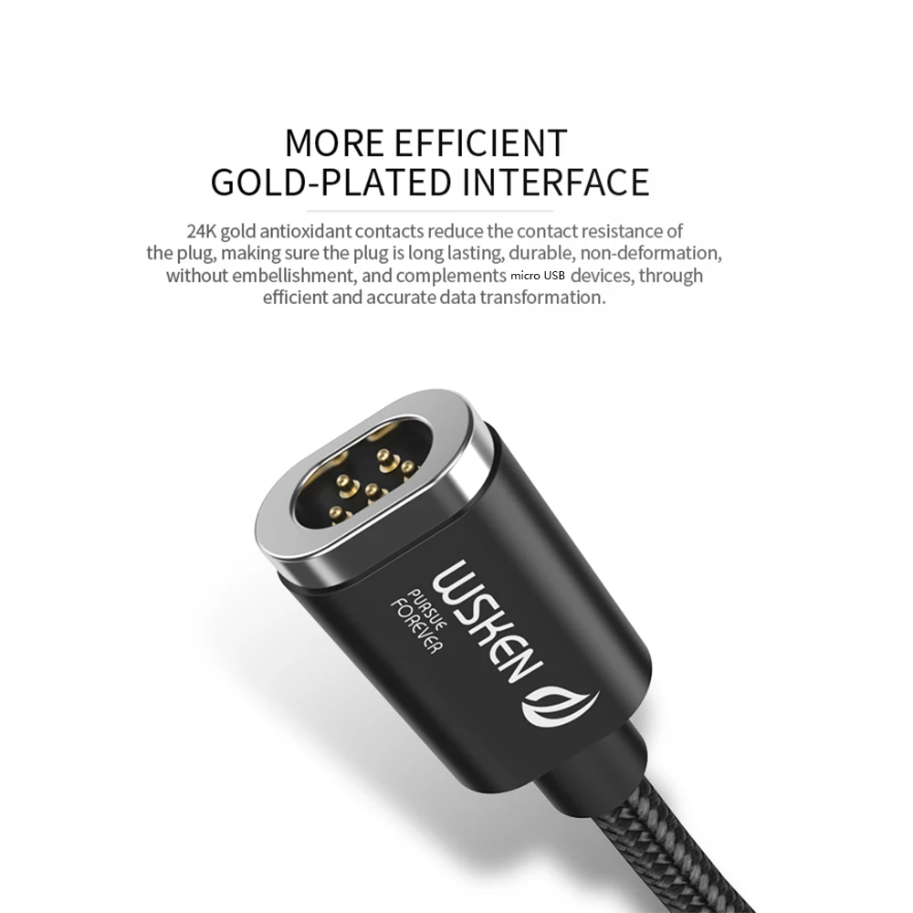 WSKEN Mini 2 LED Магнитный USB кабель для быстрой зарядки магнитное зарядное устройство
