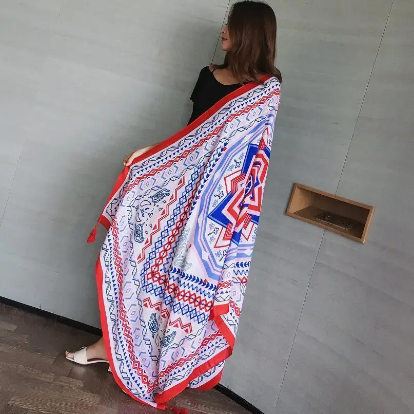 бандана платок шарф Nouveau foulard ethnique vent gland femme grand châle printemps et été voyage en soie bord de mer vacances