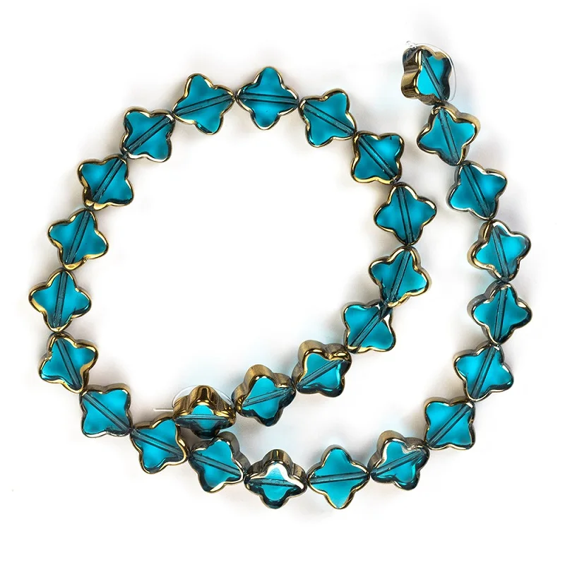 LBU MEIBEADS, Кристальное стекло, четыре листа, форма цветка, распорка, красочные стеклянные бусины, аксессуары, подходит для браслета, сделай сам, изготовление ювелирных изделий EY5186 - Цвет: LBU