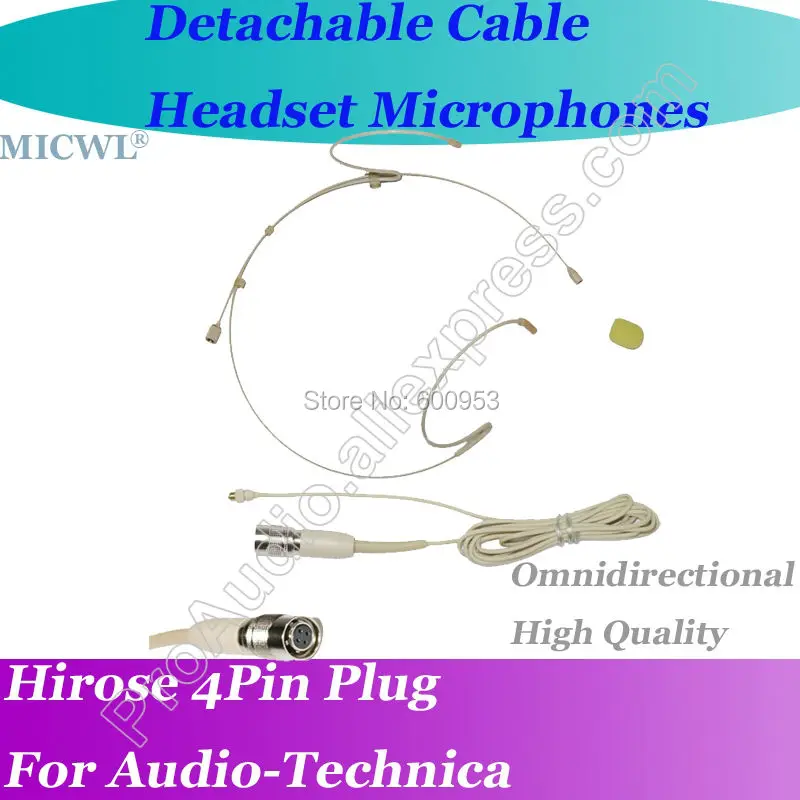 

MICWL T40 Detachable Cable Headset Microphone for Audio-Technica Wireless Hirose 4Pin connector