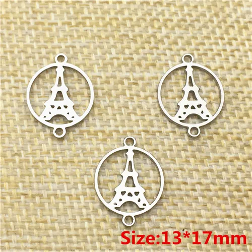 i-Eiffel Tower Браслет желаний амулеты из нержавеющей стали соединители для буксировки отверстий 10 штук Крест Diy браслет серьги ожерелье ювелирных изделий - Цвет: i-Eiffel Tower
