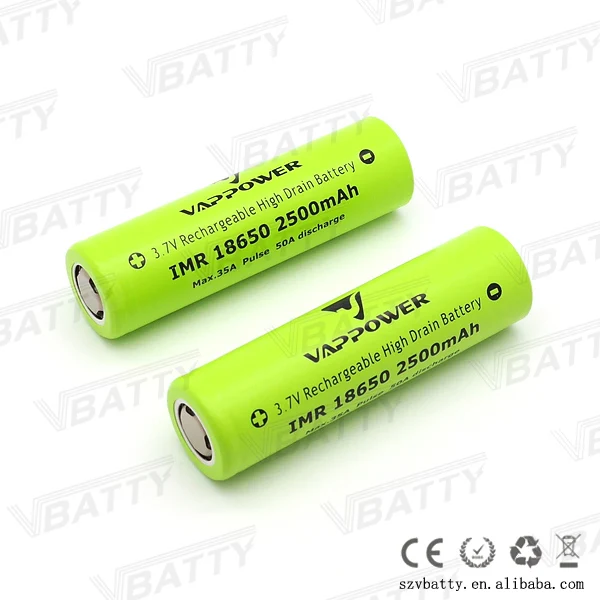 4 шт. оригинальный VAPPower IMR18650 3 7 В Высокая дренажная 35A 2500 мАч pulse 50A INR 18650 батарея для