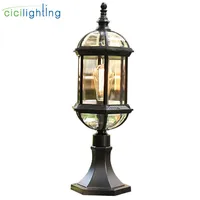 Rustic Waterproof led Pillar Wall Lamp,Vintage Outdoor Glass LED Post Lighting,Villas Garden Porch Home Landscape Pathway Lights