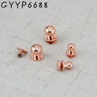 6 мм, 8 мм, 10 мм, 30-100 шт., розовое золото, высокое качество, 100% медь, винты с круглой головкой, твердая кожа для ногтей, винты, заклепки, сумки, украшения