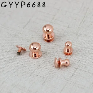 6 мм, 8 мм, 10 мм, 30-100 шт., розовое золото, высокое качество, 100% медь, винты с круглой головкой, твердая кожа для ногтей, винты, заклепки, сумки, украшения