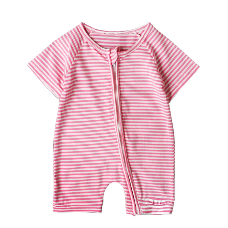 Детский хлопковый комбинезон для новорожденных летний модный розового цвета с
