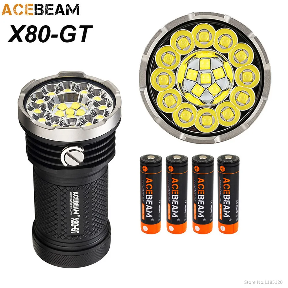 Acebeam X80GT фонарик комплект 18 * CREE XHP50.2 Макс 32500 люмен луч расстоянии 369 м фонарь с 4*18650