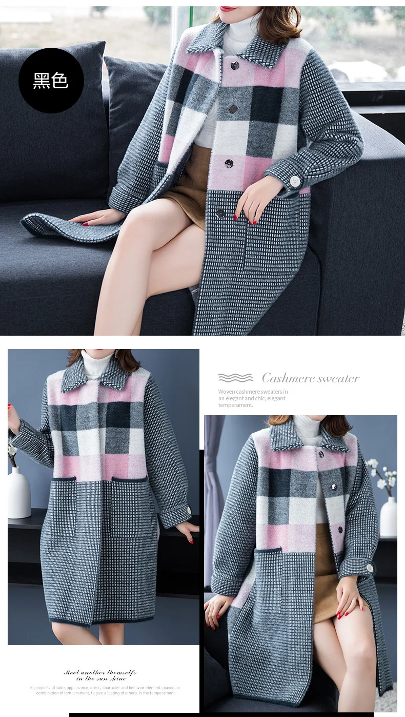3XL, 2 цвета, Брендовое длинное пальто, Осень-зима, Женское пальто, новинка, повседневное, хит цвета, пальто с отворотом, утолщенное, теплое, свободное, шерстяное пальто для женщин