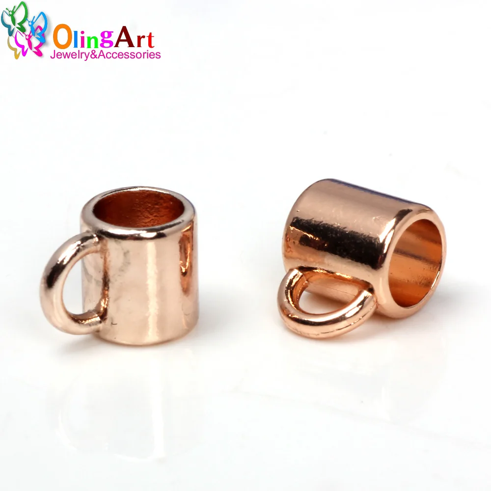 Rose gold 8PCS PN6MM OlingArt отверстие 6 мм 8 шт./лот золото/розовое золото/бронза/родий/подвеска зажим застежка под ключ бусины DIY ожерелье браслет Изготовление ювелирных изделий - Цвет: Rose gold 8PCS PN6MM