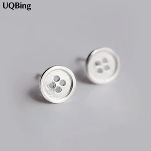 Женские серьги-гвоздики из серебра 925 пробы с круглыми матовыми пуговицами