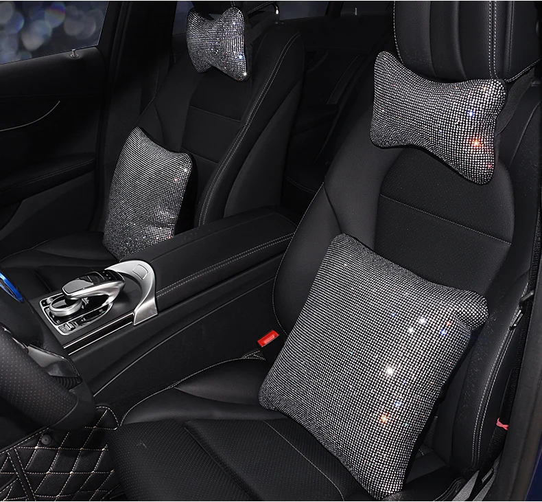 Bling, со стразами и кристаллами подушка для шеи в автомобиль поддержка талии Алмаз авто подголовник подушка автомобиля аксессуары для интерьера для девочек женщин