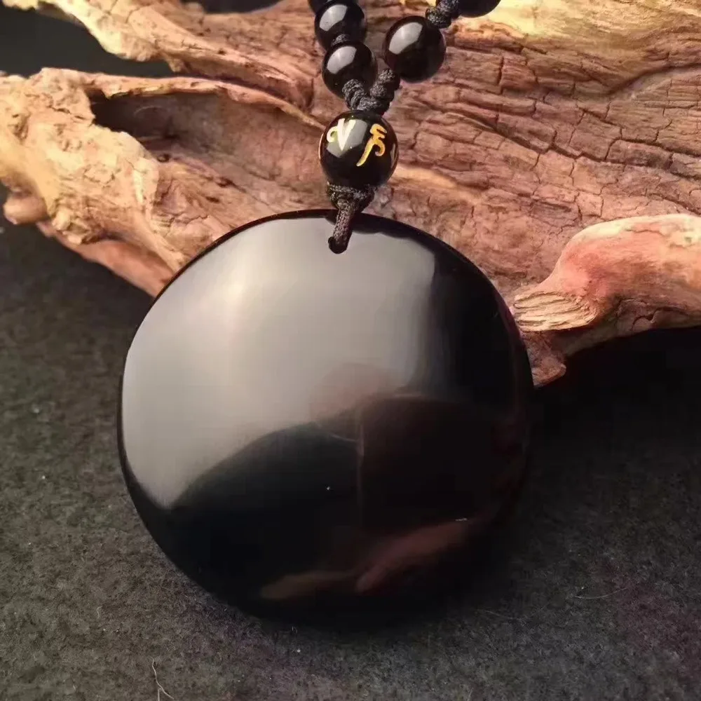 Падение доставка уникальные модные черный обсидиан Подвески резные Фортуна Lucky