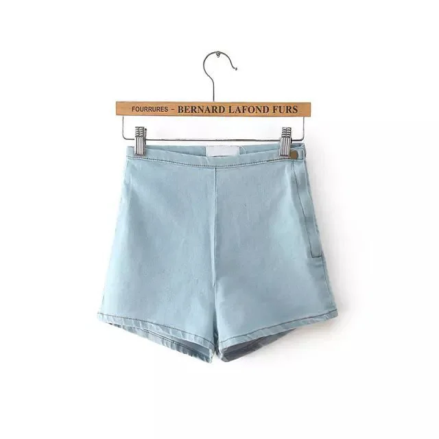 light blue Gplus джинсовые шорты с высокой талией женские короткие джинсы ярких цветов женские тонкие летние повседневные брюки джинсы женские C1078 - Цвет: light blue