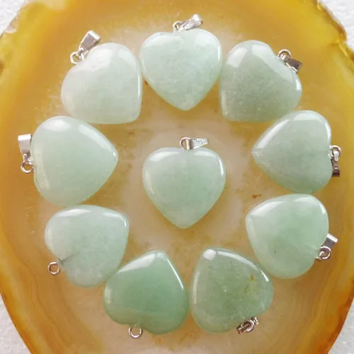 Бесплатная доставка 20 шт. красивые Зеленые Подвески в виде сердца авантюрина 22x20x6