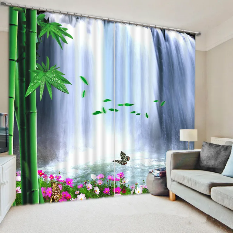 

Beautiful Waterfall Landscape 3D Window Curtain For Living Room
