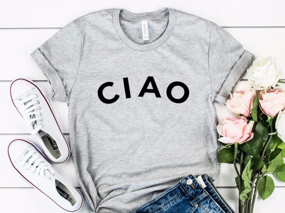 CIAO italy hello Print, женская футболка, хлопок, повседневная, забавная, футболка для леди, Йонг, для девочек, топ, футболка, хипстер, Прямая поставка, S-292