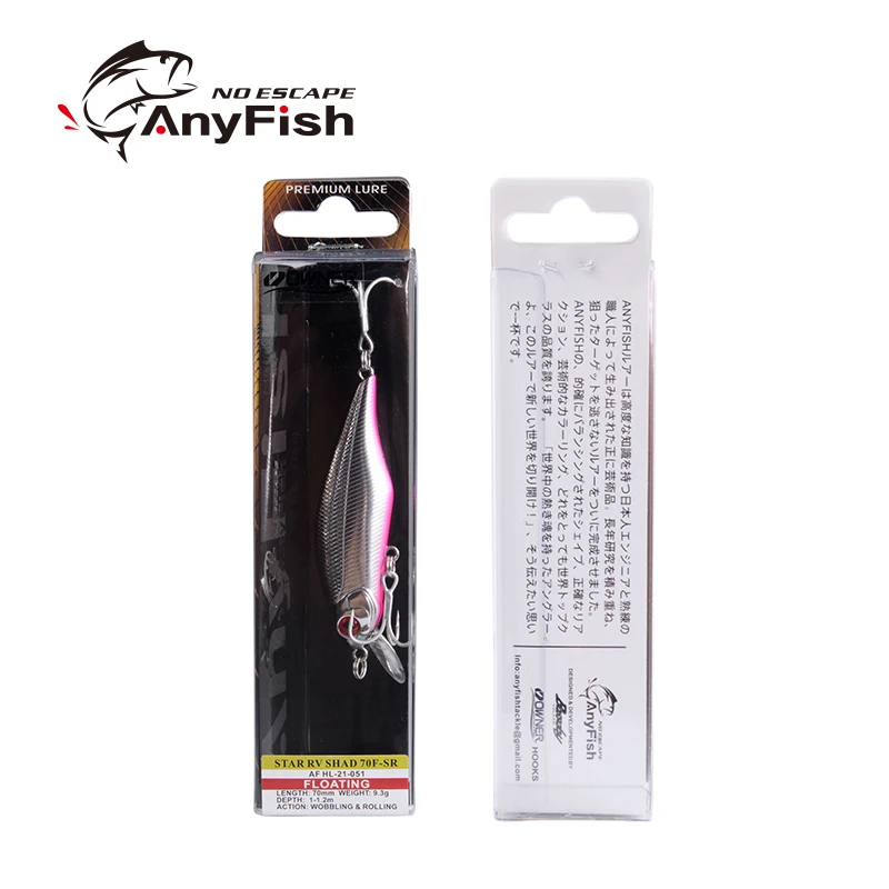 Рыболовная приманка ANYFISH RV SHAD 70F-SR 7 см 9 3 г жесткая наживка с 2 рыболовными крючками