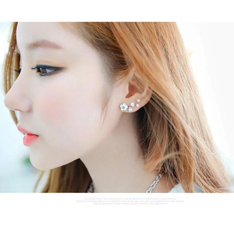 Серьги-гвоздики для женщин 2017 Brincos Boucle d'oreille Bijoux Crystal имитация жемчуга цветок