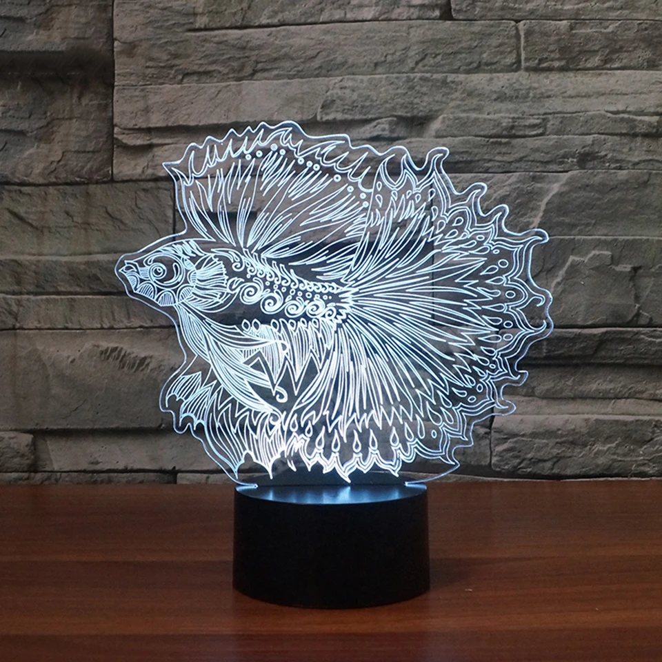 Инновационный светодиодный ночник 3D сенсорный для 7 цветов постепенное