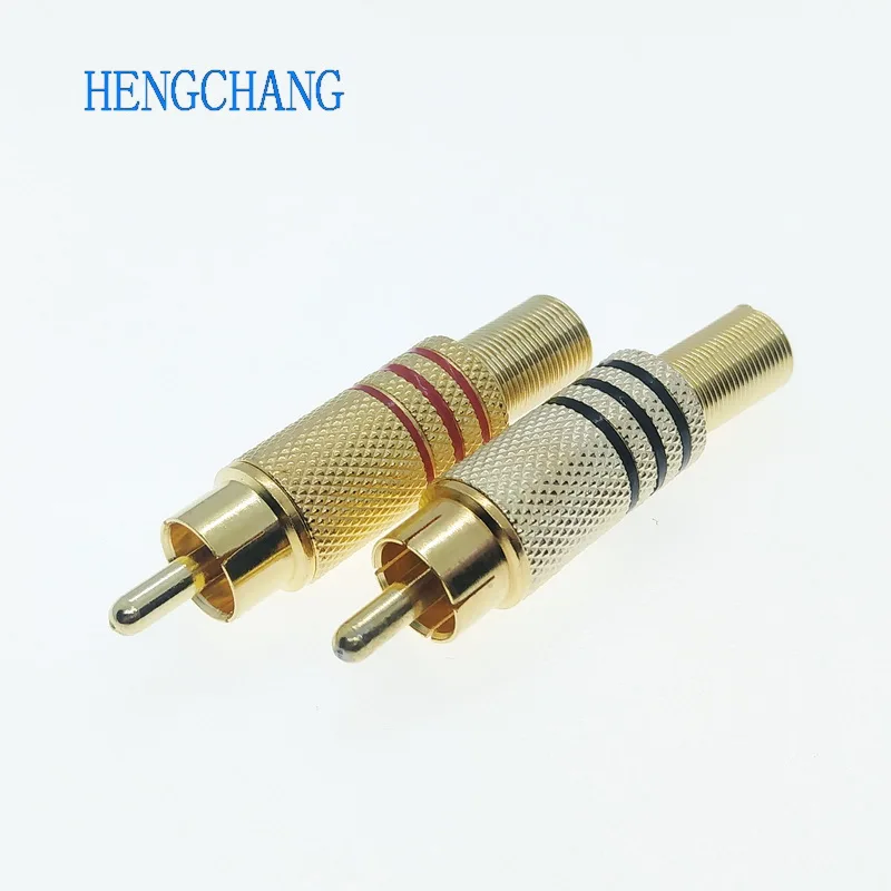 10Pcs Gold Plated weldless RCA Plug for Audio video Male Connector With Spring Cable Protector | Электроника