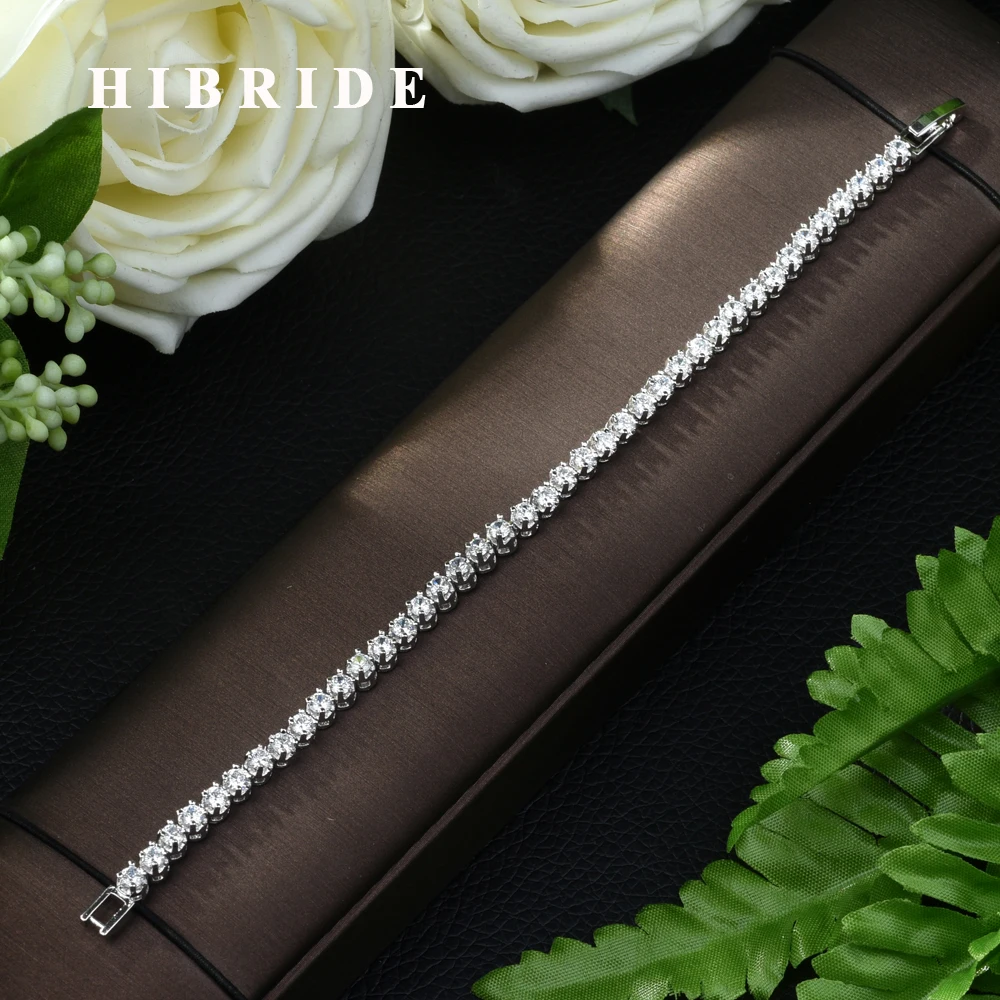HIBRIDE модный белый золотой цвет Круглый AAA кубический циркон цепочка и звено