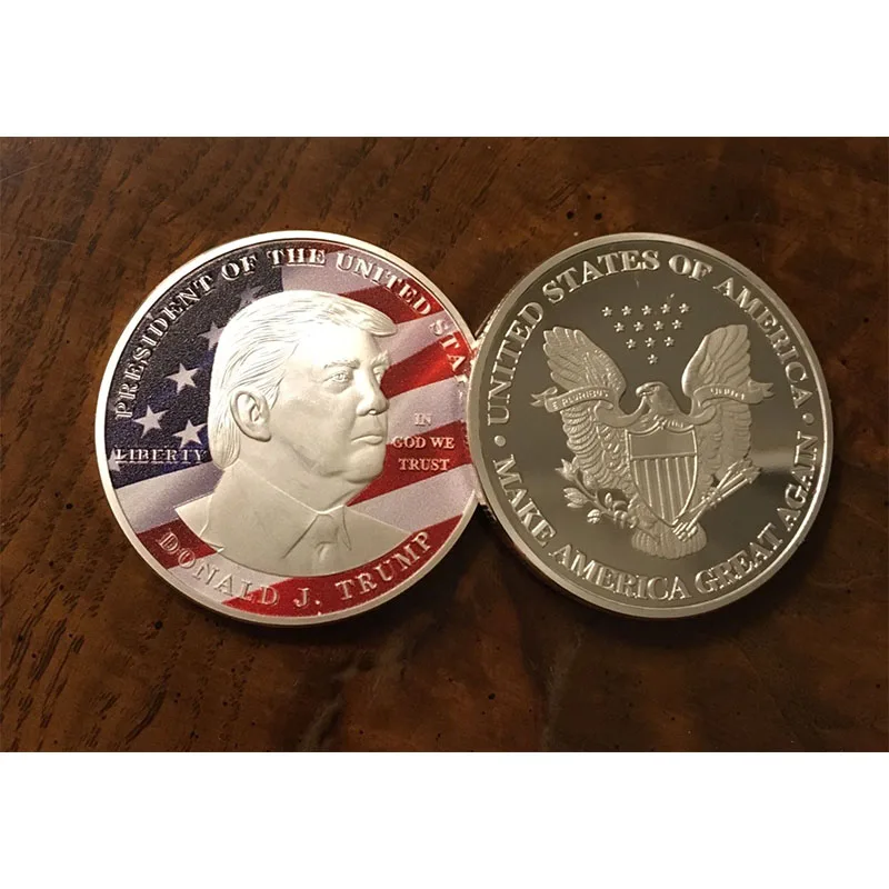 100 шт./лот 2017 Make US Great Again цветные монеты Дональд Трамп посеребренные LIBERTY President HALF