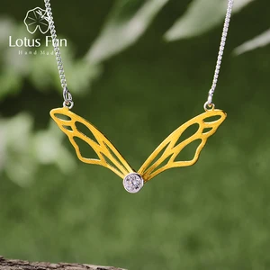 Lotus Fun реальные 925 пробы серебро ручной работы дизайнерские оригинальные Fine Jewelry с крылья бабочки кулон Цепочки и ожерелья для Для женщин