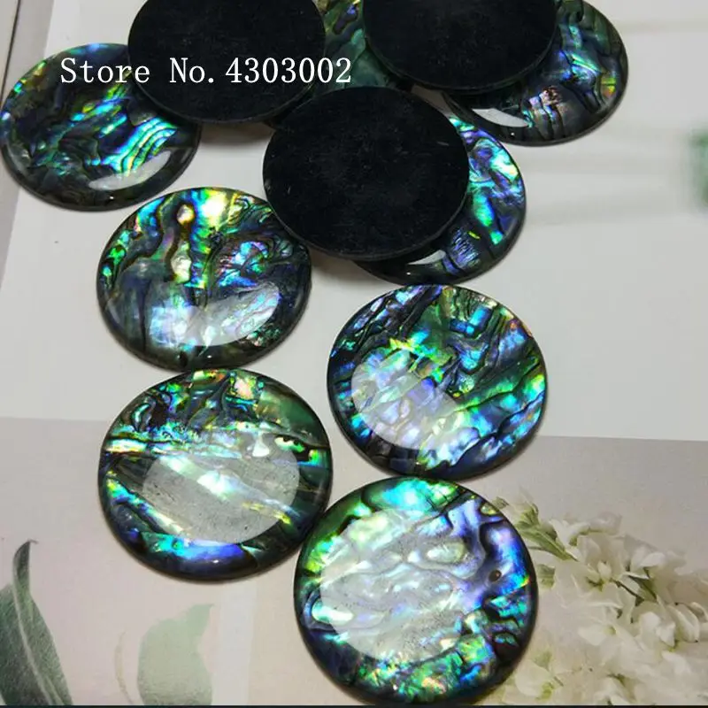 100 шт/партия 40 мм, натуральный круглый кабошон Abalone оболочки перламутровый корпус для DIY ювелирных изделий Круглый Павлин Швабра жемчужный корпус
