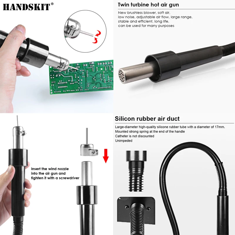 Quick 857DW + Регулируемая паяльная станция с термофеном винтовым ветром 580 Вт SMD