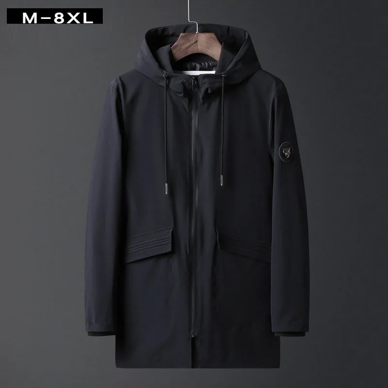 Большие размеры 4XL 5XL 6XL 7XL 8XL Мужская модная куртка с капюшоном и воротником