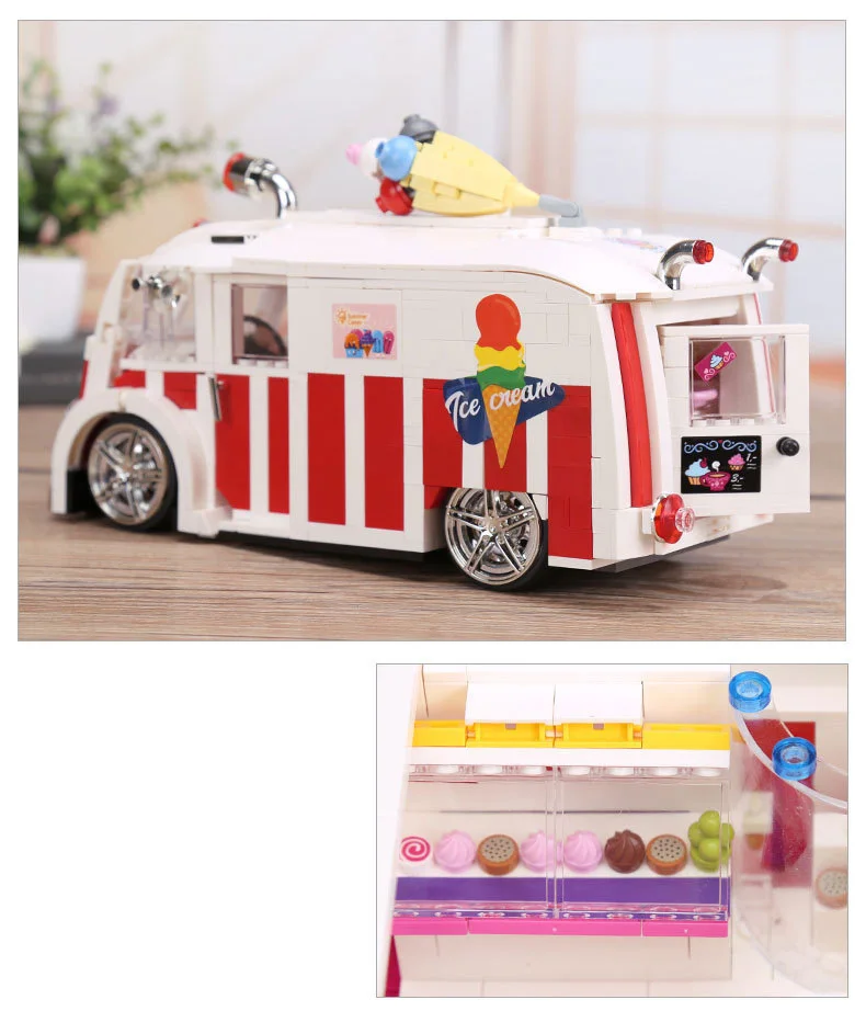 Loz создатель mini diamond building block 1:18 scalce Мороженое грузовик nanoblock assemable Модель Кирпичи игрушки для детей Подарки